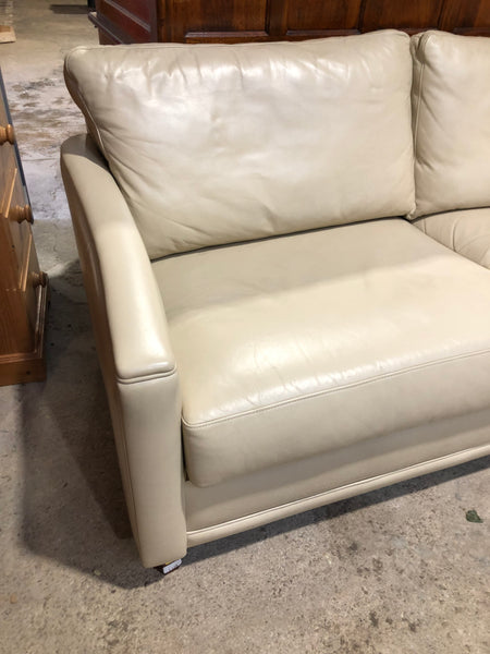 Cream Faux Leather 2 Seater Sofa