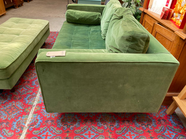 Green Velvet Sofa & Ottoman