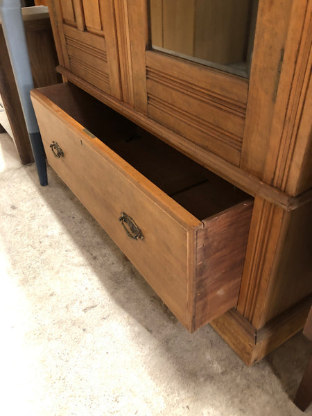 Carved Detail Storage Cupboard with Display Glass