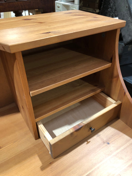 Pine Desk with Computer Storage On Wheels