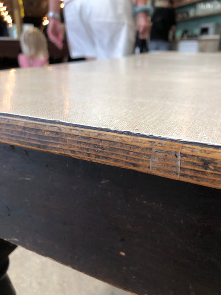 Dark Stained Pine Farmhouse Table with Formica Top