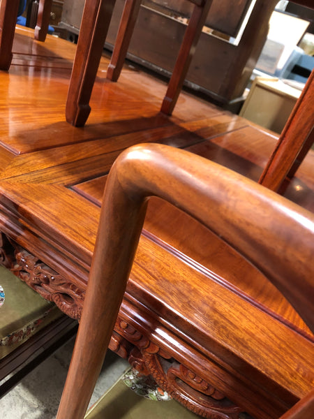 GHC - Oriental Carved Detail Extending Dining Table & 8 Chairs