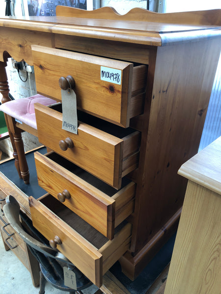 Small 4 Drawer Pine Dressing Table & Stool