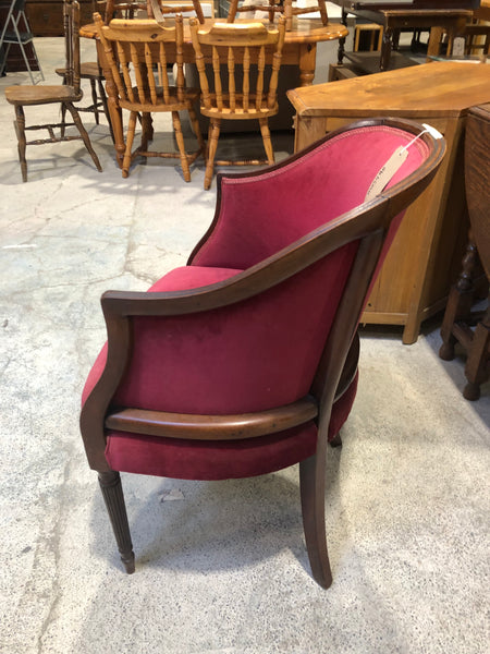 Vintage Red Velvet Carver Chair