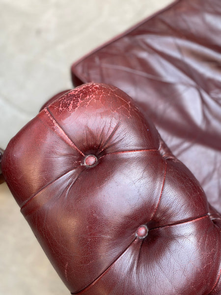 GHC - Chesterfield Style Oxblood Leather Wingback Armchair
