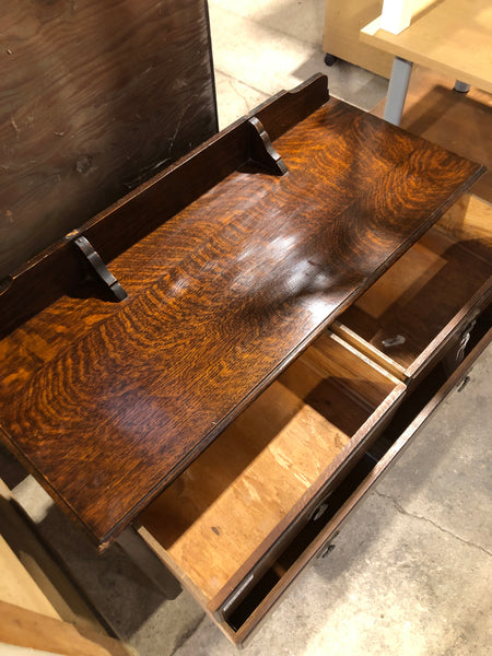 Vintage Low Oak 2 over 1 Chest of Drawers