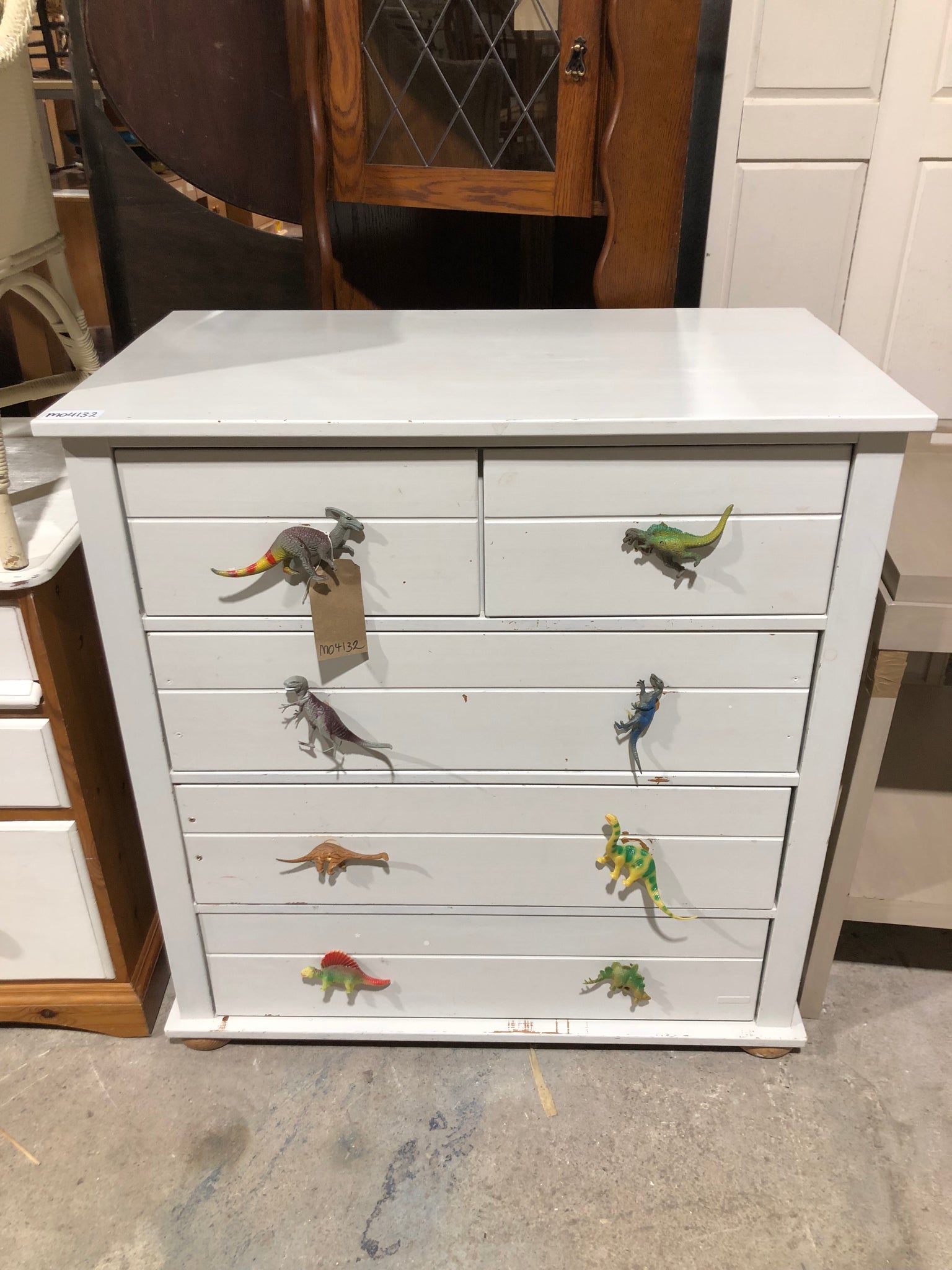 Dinosaur Knob Two over Three Chest of Drawers