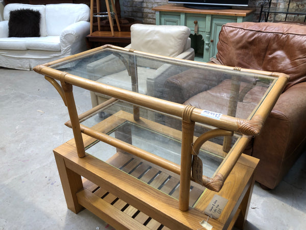 Bamboo Cane & Glass Coffee Table