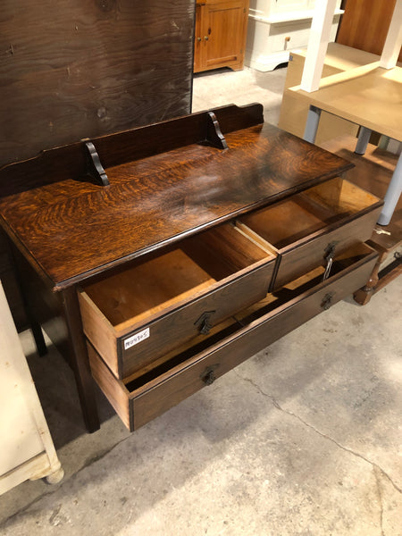 Vintage Low Oak 2 over 1 Chest of Drawers