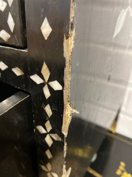 Chinese Mother of Pearl Black Lacquer Medicine Cabinet