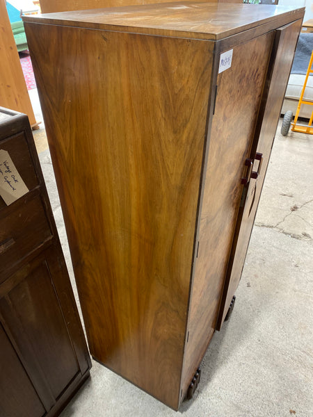 Small Vintage Art Deco Burr Fronted Gentleman’s Wardrobe