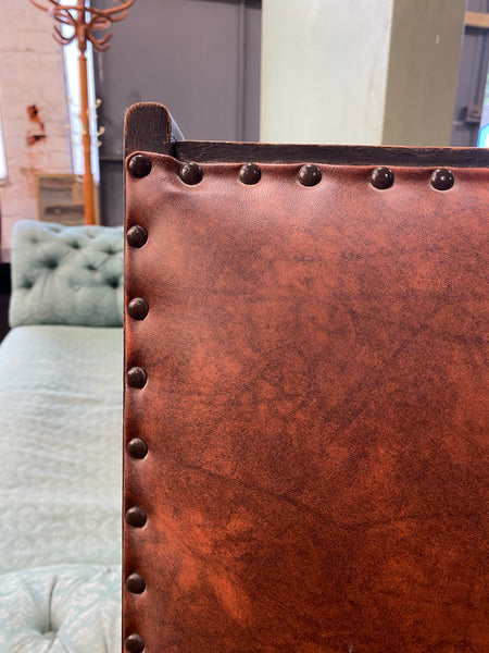 Oak and Leather Antique Recliner