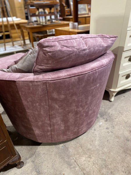 Pink Velvet Swivel Snuggle Chair & Footstool