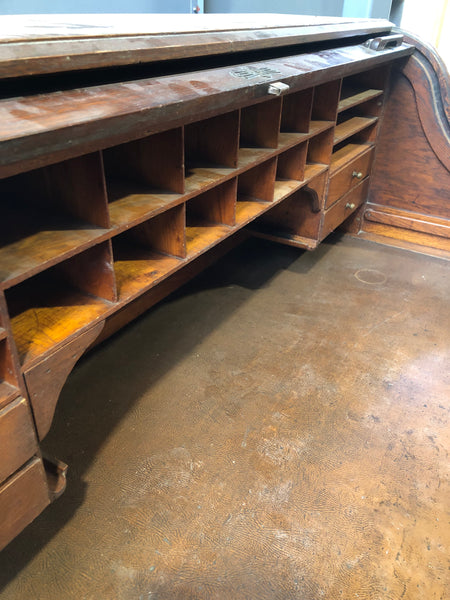 Vintage Roll-Top Pedestal Desk