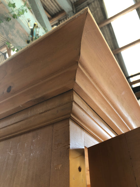 Rustic Pine Four Part Double Wardrobe with Storage Drawer