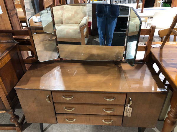 Mid Century Tri-Fold Mirror over Dressing Table