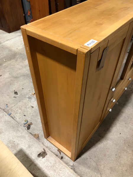 Wooden Sideboard with Square Decorative Glass Detail