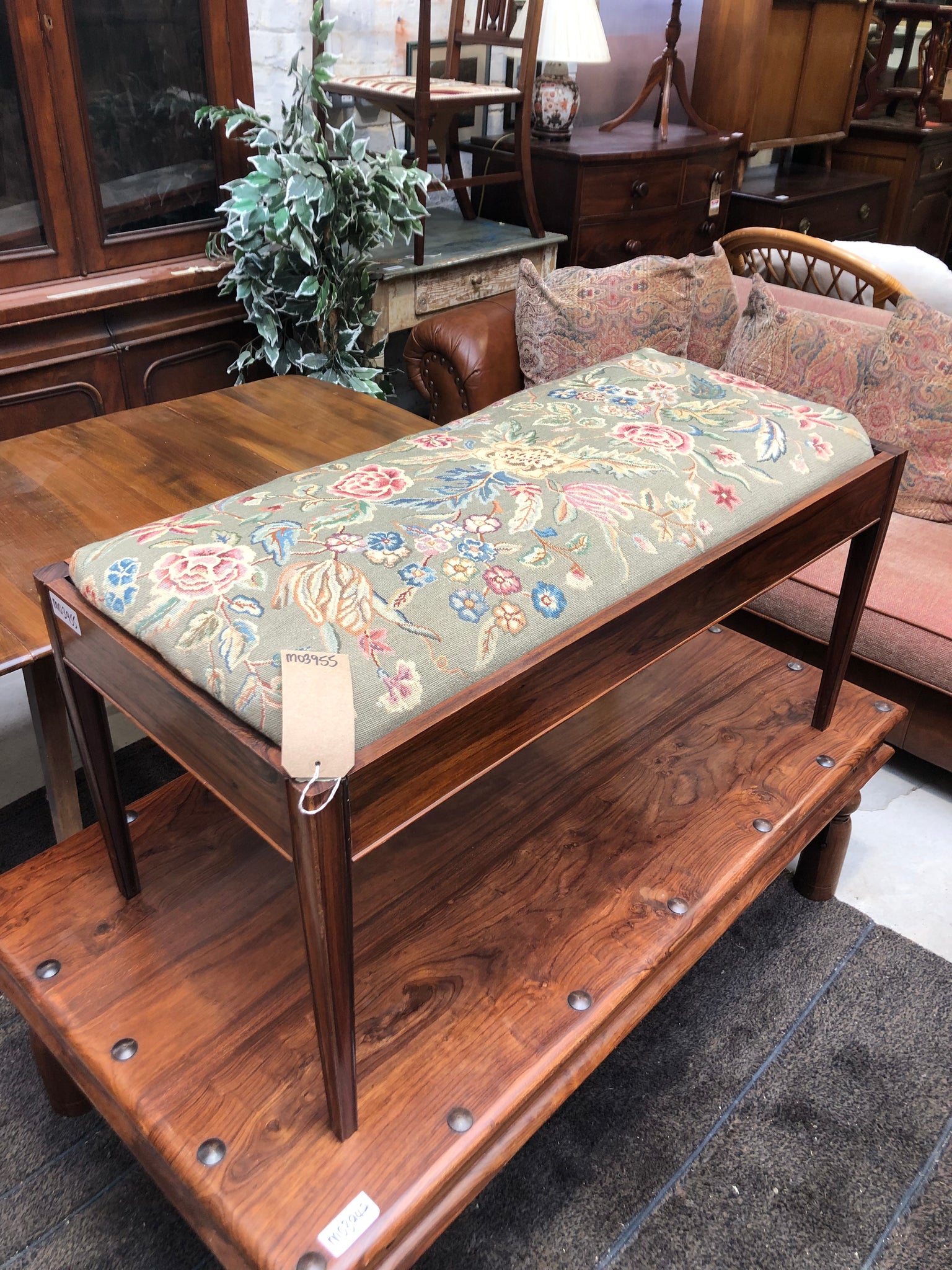 GHC - Antique Floral Tapestry Duet Piano Stool