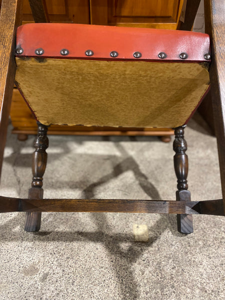 Oak Leather Studded Detail Armchair