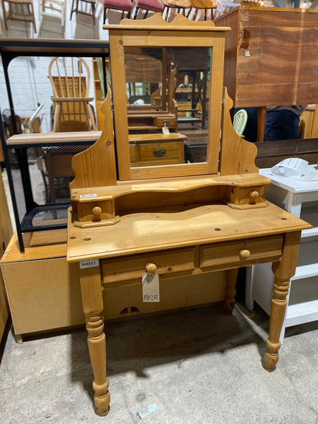 Pine Two Drawer Dressing Table & Mirror