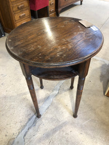 GHC - Antique Round Stained Oak Bar Table