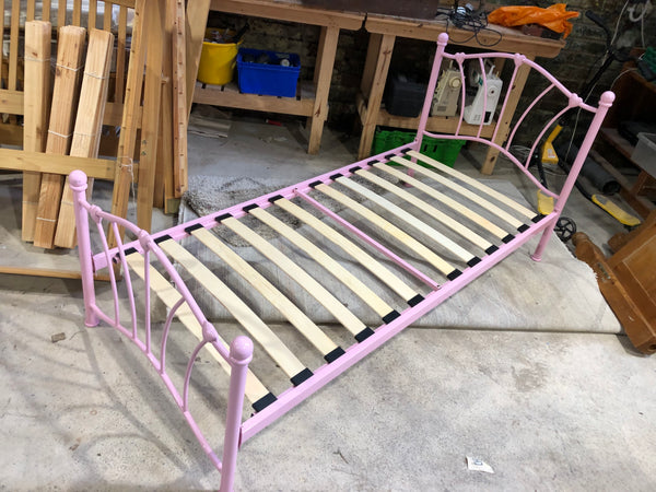 Pink Metal Single Bedframe