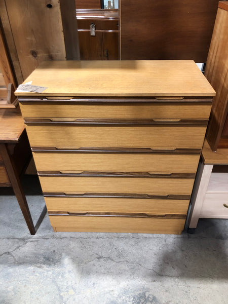 Mid Century Contrasting Wood Chest of Drawers