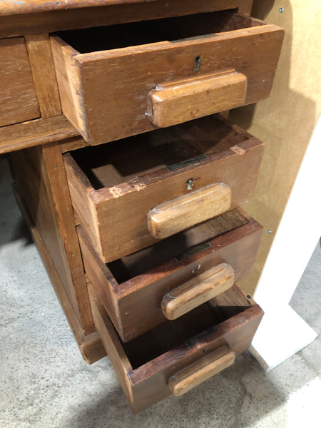 Antique Solid Wood Pedestal Desk