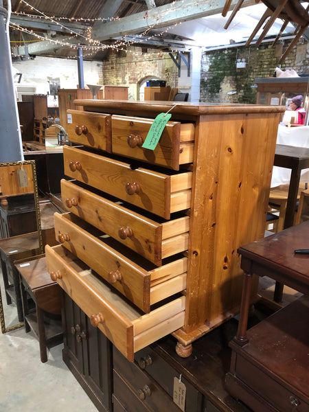 6 Drawer Pine Chest of Drawers - REF
