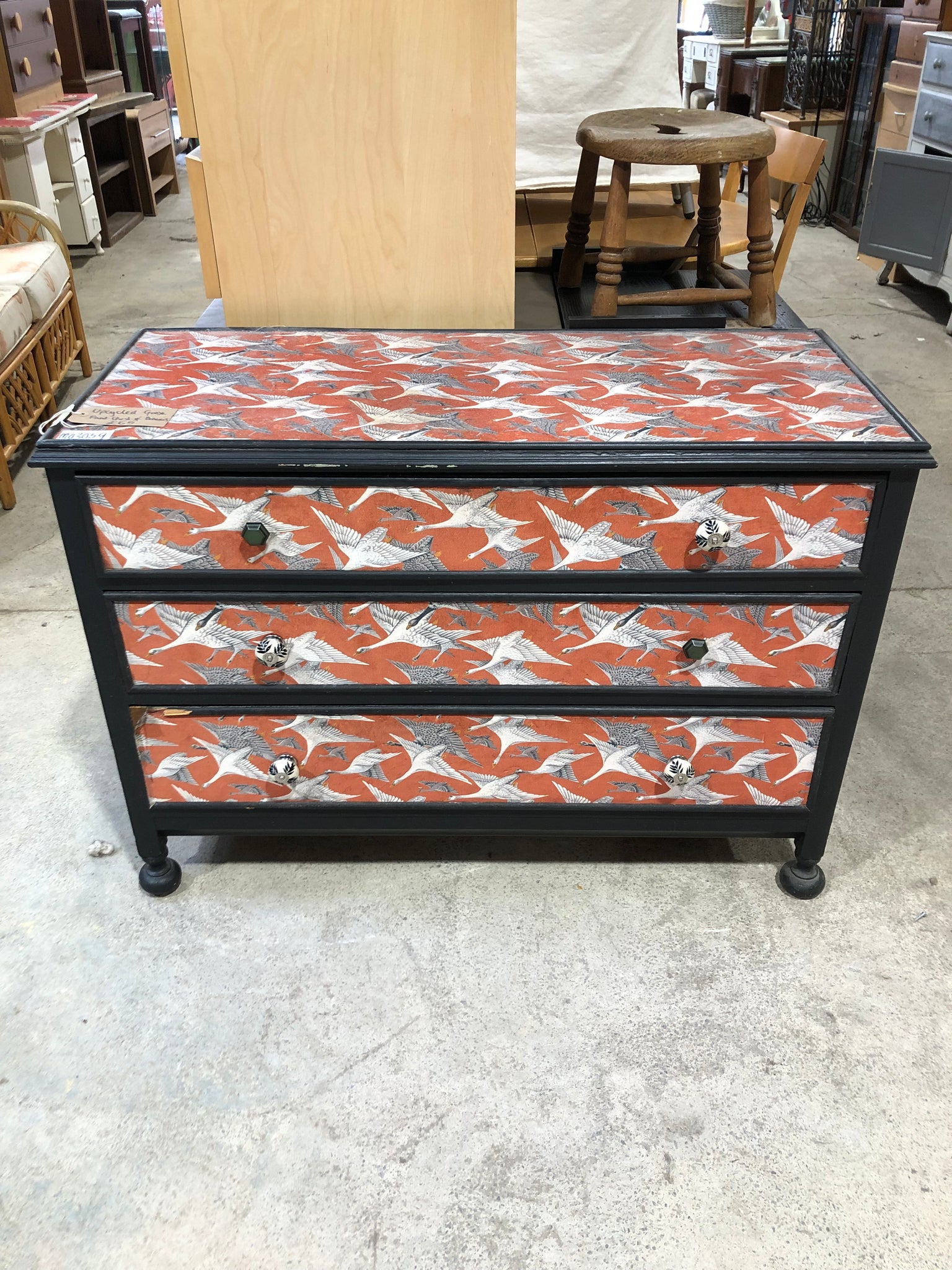 Upcycled Goose Print Chest of Drawers