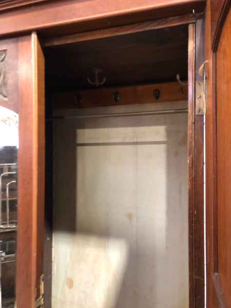 Antique Wardrobe with Walnut Panels