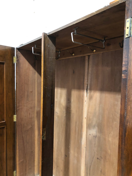 Vintage Stained Wood Mirrored Double Wardrobe