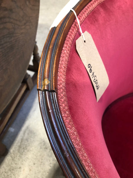 Vintage Red Velvet Carver Chair