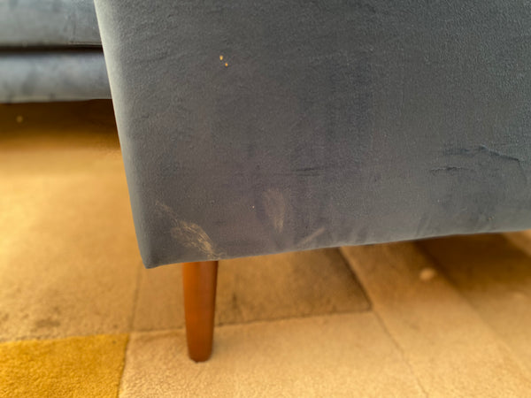 Blue Suede L Shaped Corner Sofa