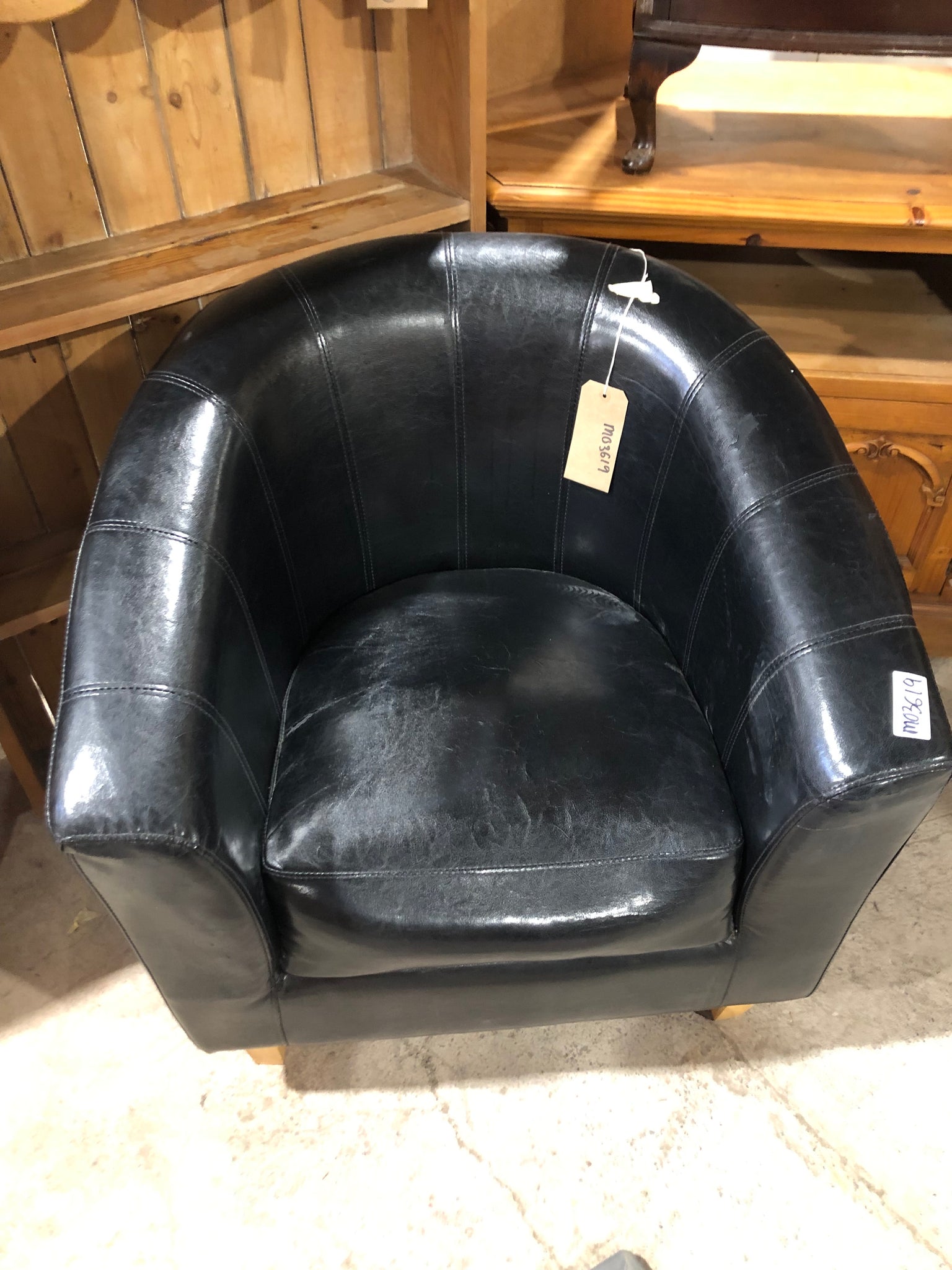 HRC- Black Faux Leather Tub Chair