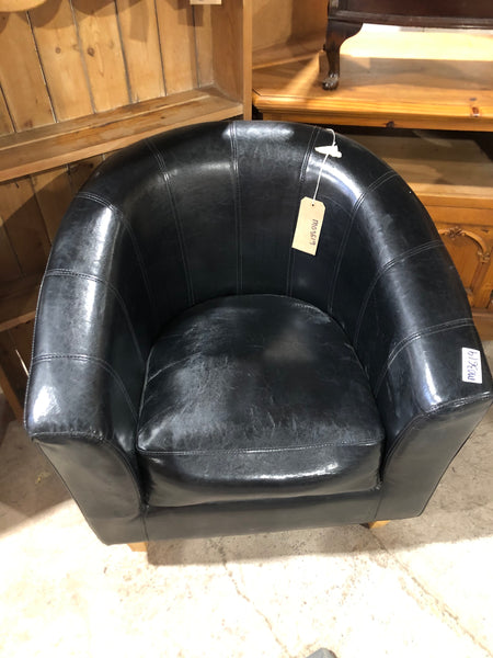 HRC- Black Faux Leather Tub Chair