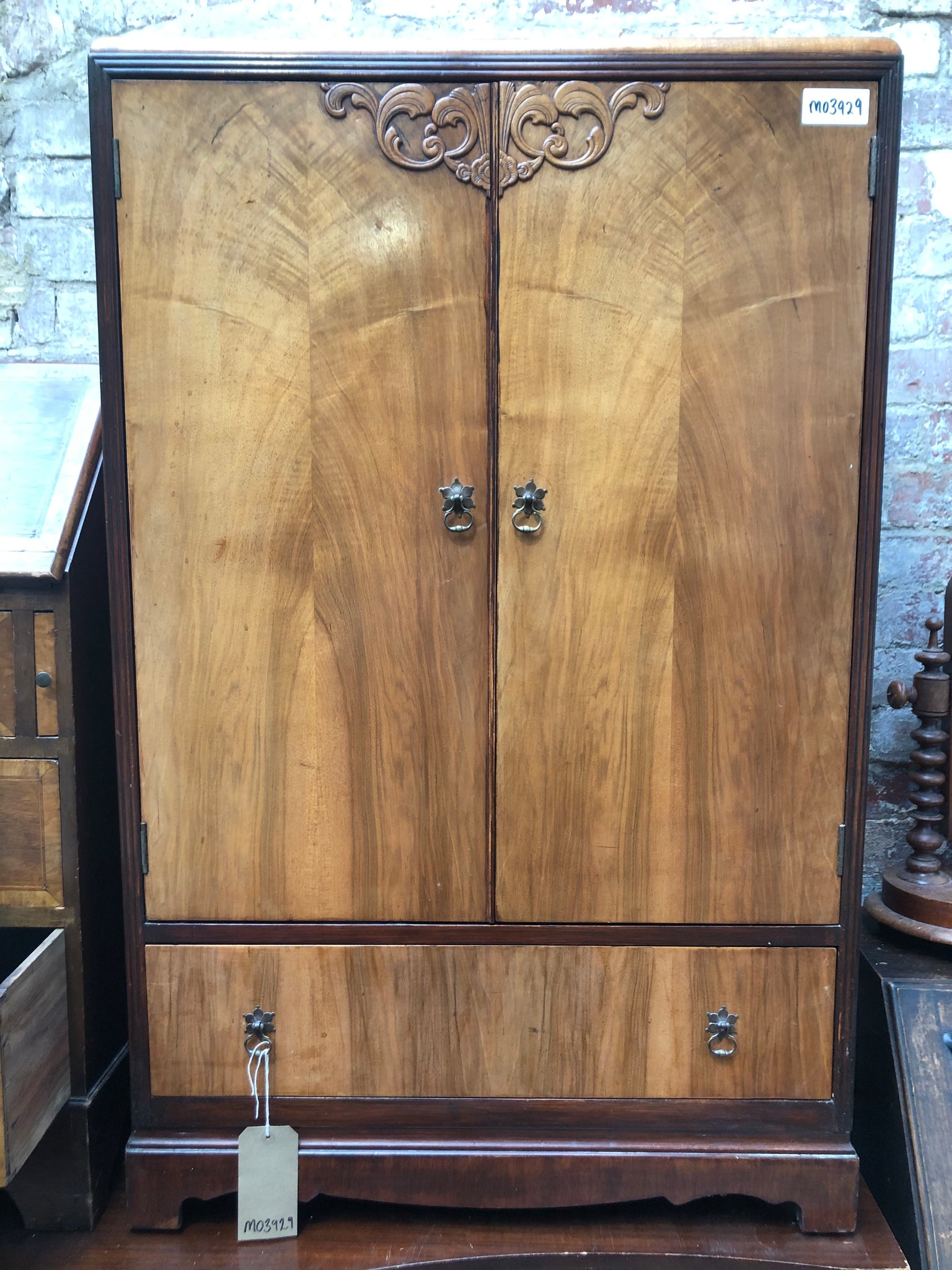 Vintage Compact Half Length Wardrobe with Drawer