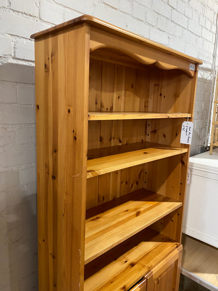 Tall Pine Bookcase with Cupboard