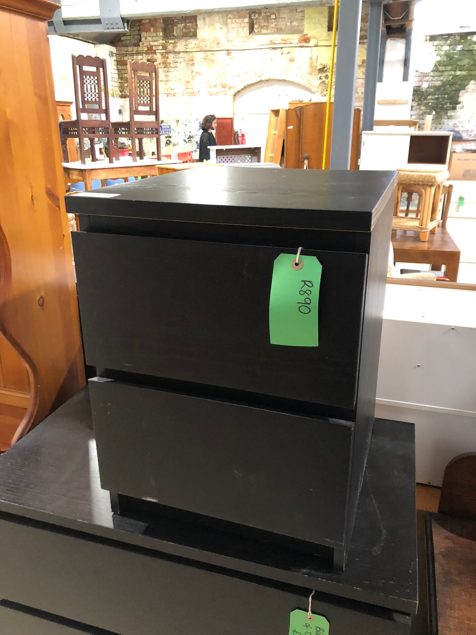 Black Bedside Drawers - REF