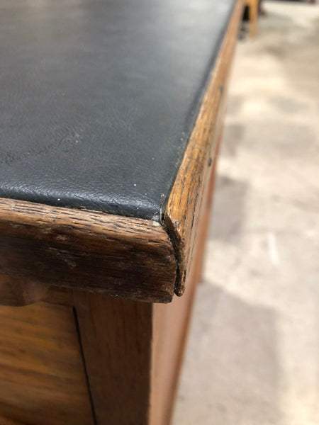 Vintage Oak Pedestal Teachers Desk