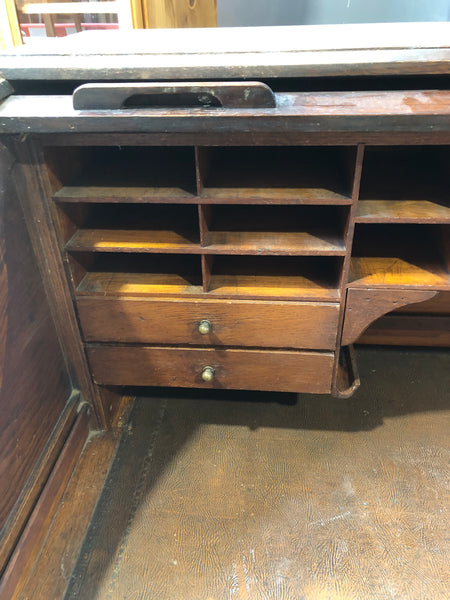 Vintage Roll-Top Pedestal Desk