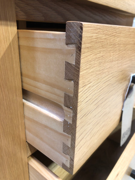 Oak Tallboy Slim Chest of 5 Drawers