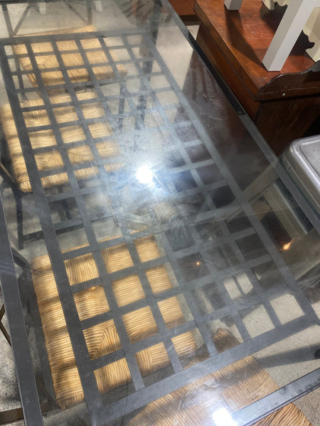 Glass & Metal Dining Table & 4 Chairs