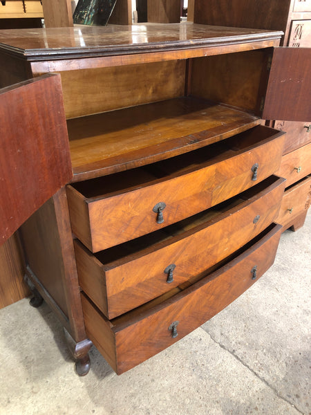 Bow Fronted Chest of 3 Drawers & Cupboard