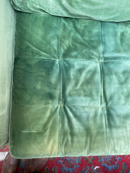 Green Velvet Sofa & Ottoman