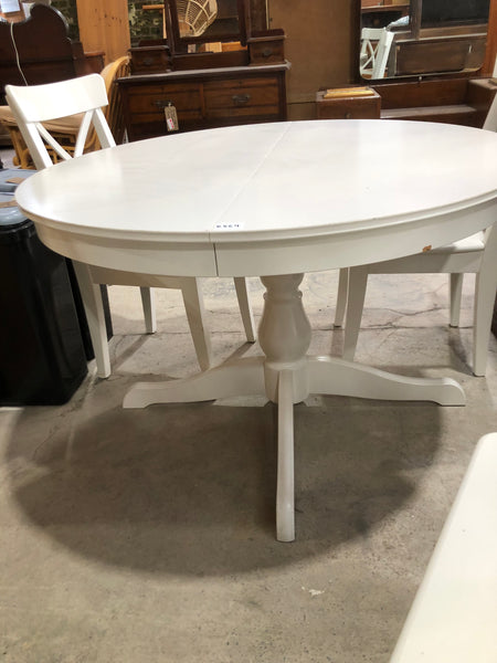 White Extendable Dining Table & 4 Chairs - REF