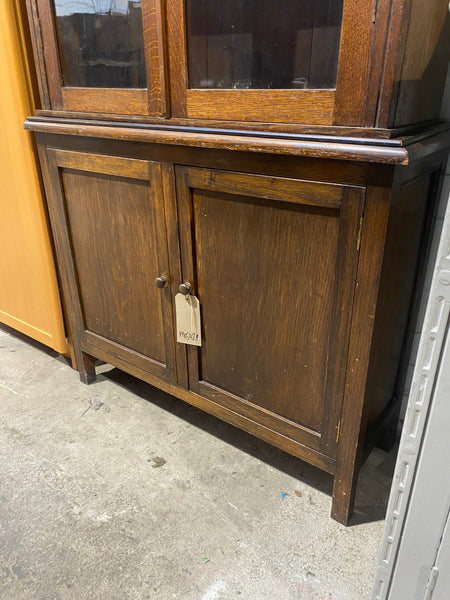 Antique Narrow Oak Library Bookcase