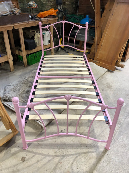 Pink Metal Single Bedframe