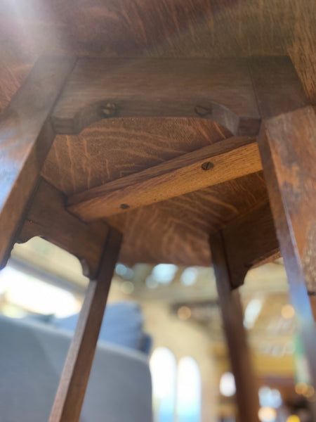 Antique Oak Hexagonal Side Table