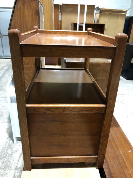 Carved Detail Oak Bedside Table